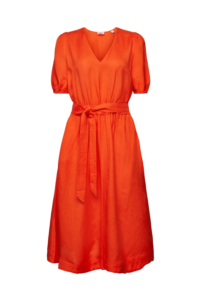 Casual Linen Dress - Bright Orange