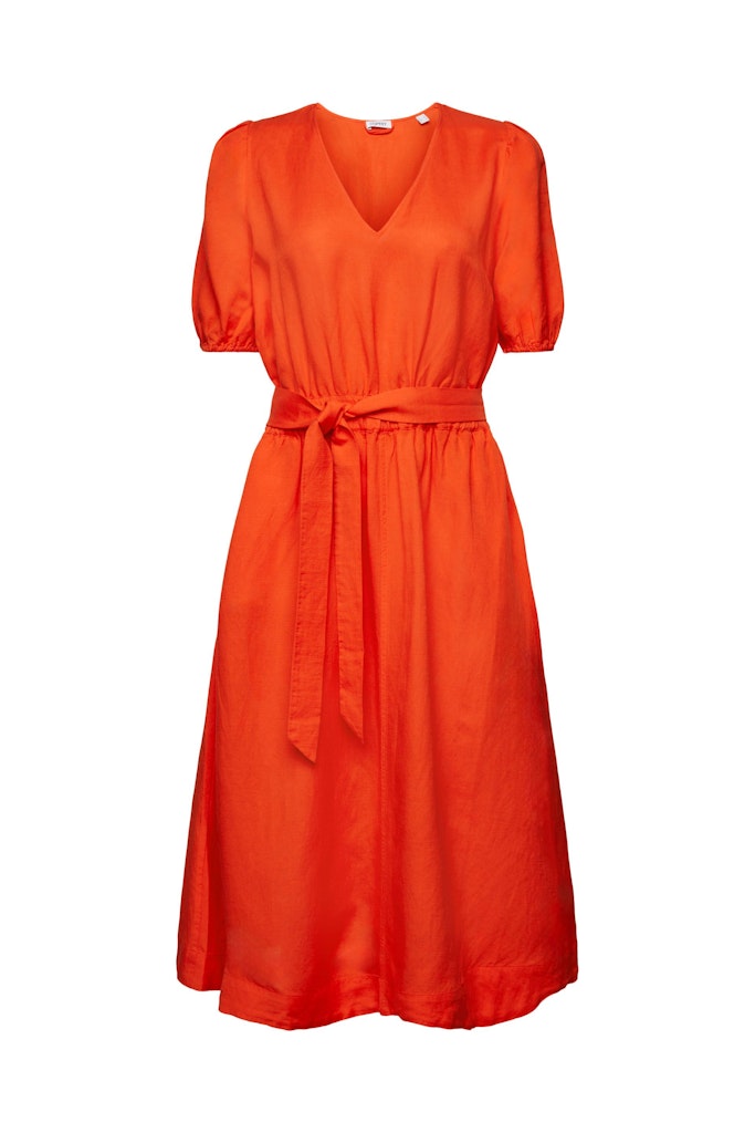 Casual Linen Dress - Bright Orange