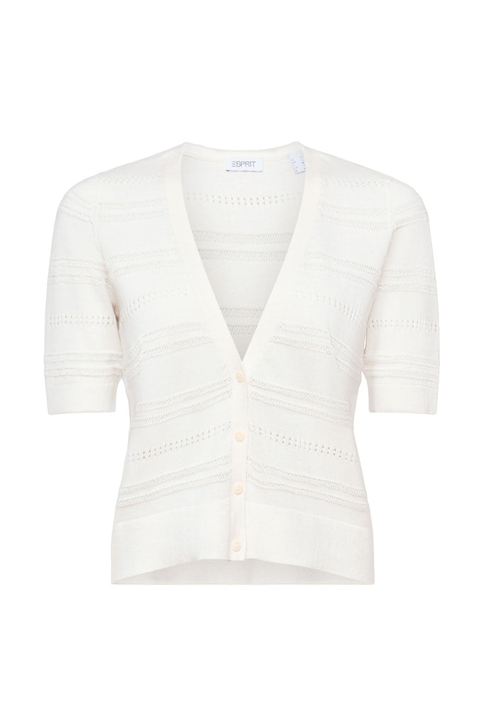 Casual V Neck Open Cardigan - Offwhite