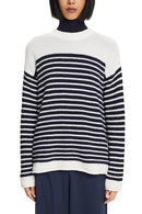 Casual Stripe Round Neck Jumper - Offwhite