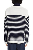 Casual Stripe Round Neck Jumper - Offwhite
