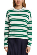 Casual Stripe Round Neck Jumper - Green