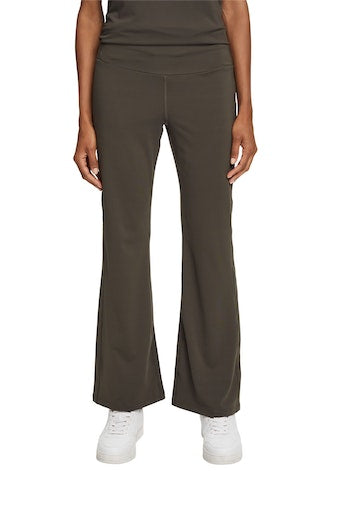 Flared Jersey Joggers - Khaki