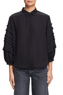 Pleat Sleeve Shirt - Black
