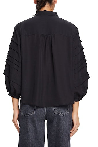 Pleat Sleeve Shirt - Black