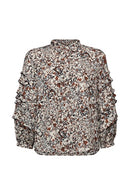 Pleat Sleeve Shirt - Brown