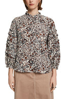 Pleat Sleeve Shirt - Brown