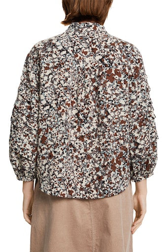 Pleat Sleeve Shirt - Brown