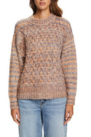 Casual Round Neck Cable Jumper - Bright Blue