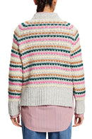 Casual Round Neck Stripe Jumper - Light Grey