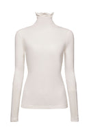 Casual Ribbed High Neck Top - Ice