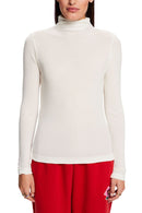 Casual Ribbed High Neck Top - Ice