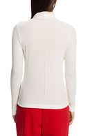Casual Ribbed High Neck Top - Ice