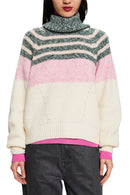 Casual Roll Neck Stripe Jumper - Ice