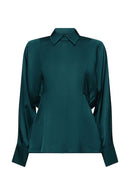 Casual Woven Blouse - Emerald Green