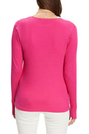 Ribbed Long Sleeve T-Shirt - Pink Fuchsia