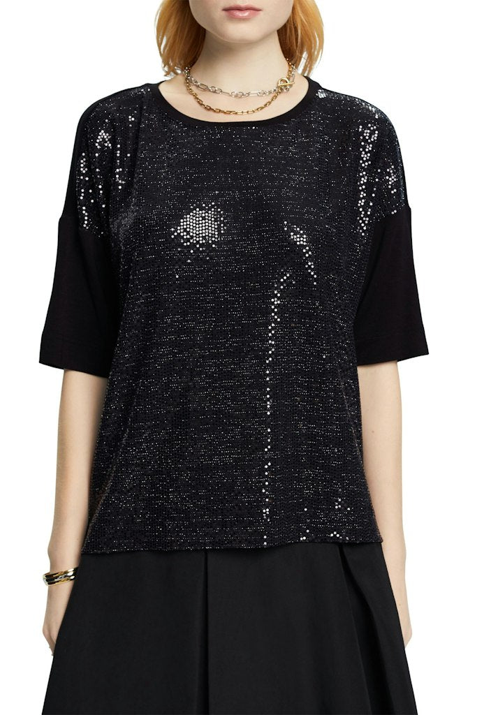 Foil Paillette Top - Black
