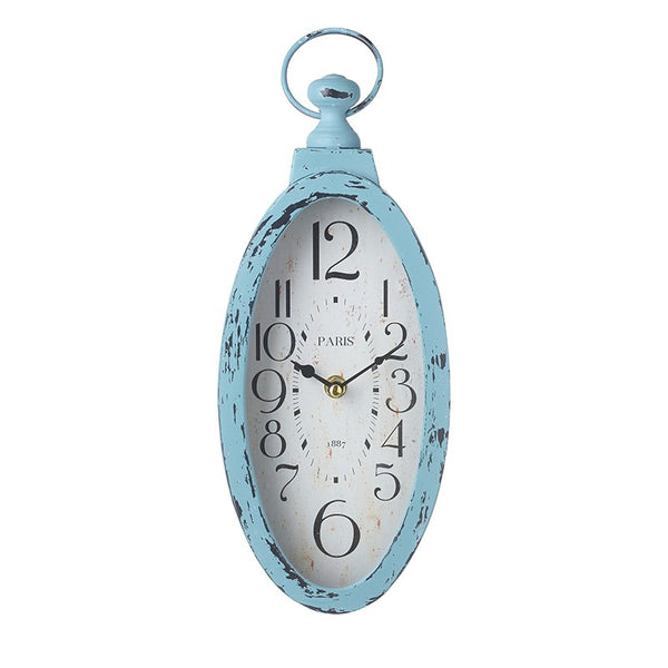 Oval Clock With Blue Frame