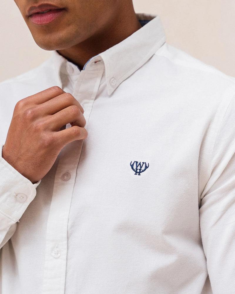 Long Sleeve Oxford Shirt - White