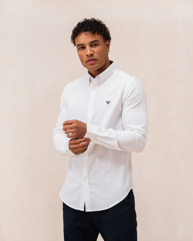 Long Sleeve Oxford Shirt - White