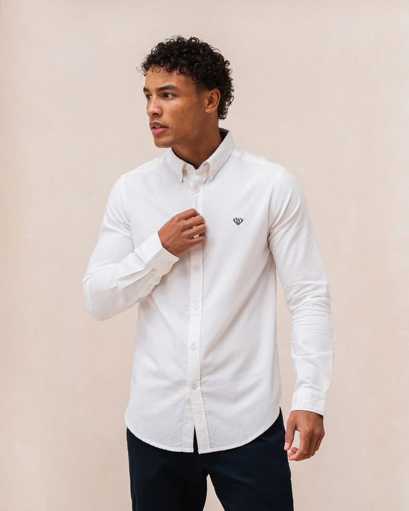 Long Sleeve Oxford Shirt - White