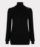 Shoulder Detail High Neck Jumper - Black