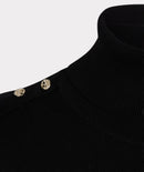 Shoulder Detail High Neck Jumper - Black