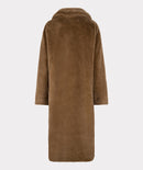 Shawl Collar Fake Fur Coat - Army Green