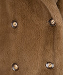 Shawl Collar Fake Fur Coat - Army Green