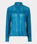 Puff Sleeve Lace Blouse - Petrol