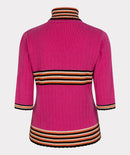 Scalloped Edges High Neck Top - Fuchsia