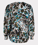 Animal Print V Neck Blouse - Print