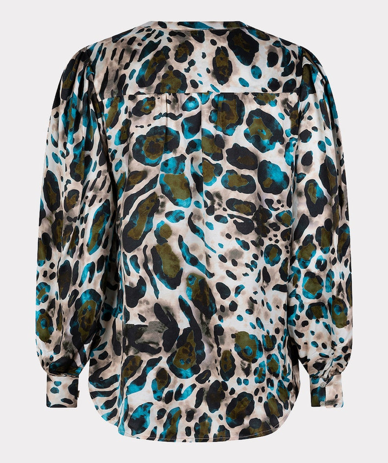 Animal Print V Neck Blouse - Print