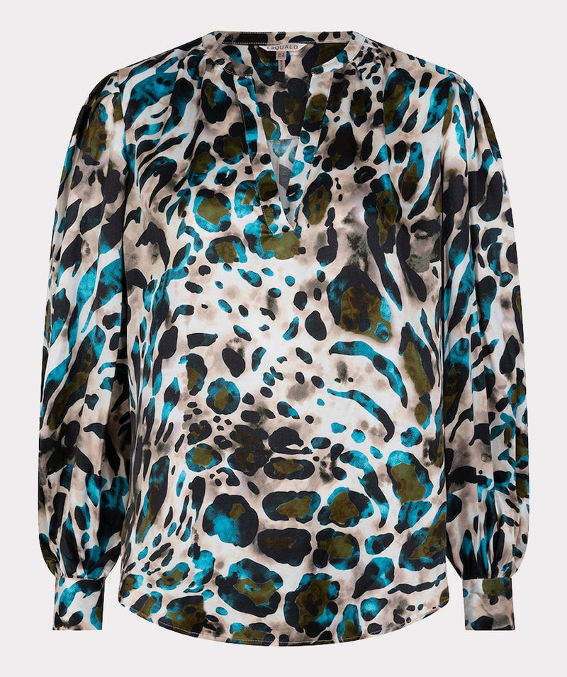Animal Print V Neck Blouse - Print