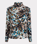 Animal Print Turtleneck Top - Print