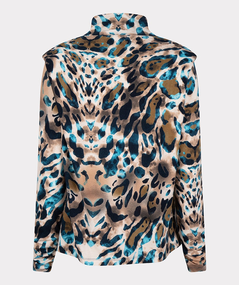 Animal Print Turtleneck Top - Print