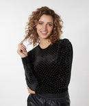Velvet Studs Top - Black