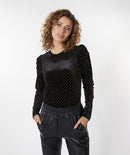 Velvet Studs Top - Black