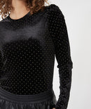 Velvet Studs Top - Black