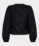 Fancy Flower Jacquard Blouse - Black