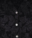 Fancy Flower Jacquard Blouse - Black