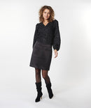 Fancy Flower Jacquard Blouse - Black