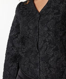 Fancy Flower Jacquard Blouse - Black