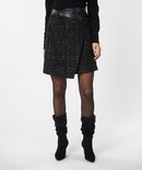 Tweed Overlap Skirt - Black
