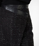 Tweed Overlap Skirt - Black