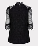 Lace Ruffle Shoulder Top - Black