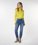 Puff Sleeve Buttons Jumper - Warm Olive