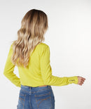 Puff Sleeve Buttons Jumper - Warm Olive