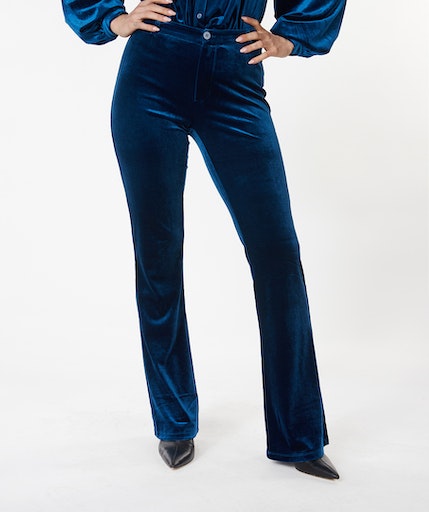 Velour Flair Trousers - Galaxy Blue