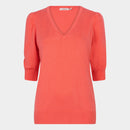 Sleeve V Neck Jumper - Strawberry